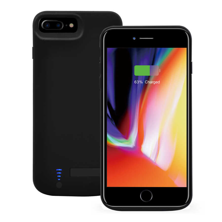 Apple iPhone 8 Plus Zore 8000 mAh Şarjlı Kılıf Siyah