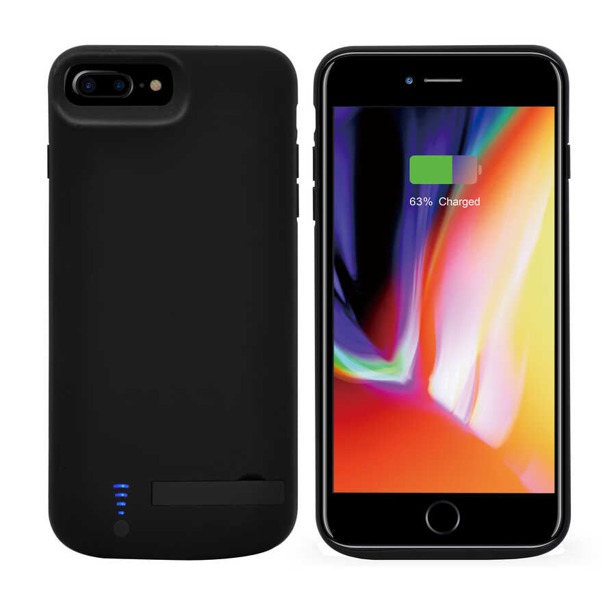 Apple iPhone 8 Plus Zore 8000 mAh Şarjlı Kılıf Siyah