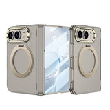 Apple iPhone Duo Kılıf M-safe Şarj Özellikli Kıpta KPT-07 Ring Standlı Sert PC Kapak Titanyum