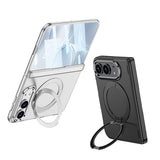 Apple iPhone Duo Kılıf M-safe Şarj Özellikli Kıpta KPT-07 Ring Standlı Sert PC Kapak Titanyum