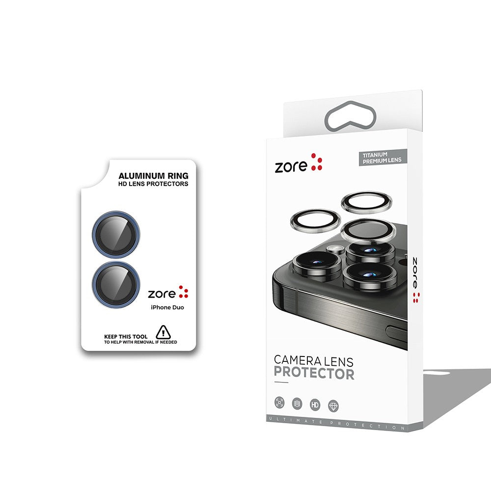 Apple iPhone Duo CL-12 Premium Safir Parmak İzi Bırakmayan Anti-Reflective Kamera Lens Koruyucu Lacivert