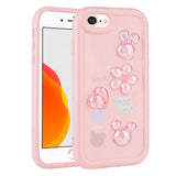 Apple iPhone SE 2020 Kılıf Kabartma Figürlü Parlak Zore Toys Silikon Kapak Pembe