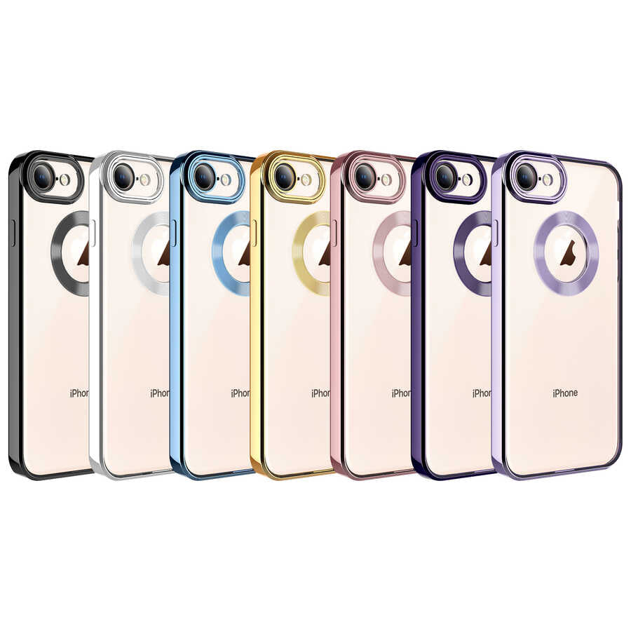 Apple iPhone SE 2020 Kılıf Kamera Korumalı Logo Gösteren Zore Omega Kapak Siyah