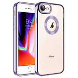 Apple iPhone SE 2020 Kılıf Kamera Korumalı Logo Gösteren Zore Omega Kapak Lila
