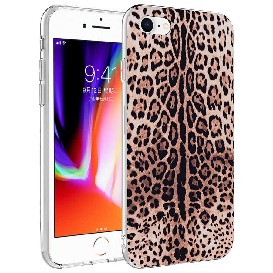 Apple iPhone SE 2020 Kılıf Zore Bella Kapak Leopar
