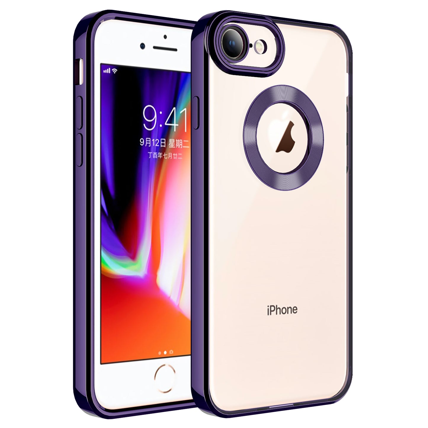 Apple iPhone SE 2022 Kılıf Kamera Korumalı Logo Gösteren Zore Omega Kapak Derin Mor