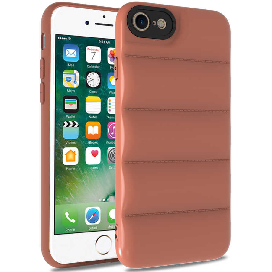 Apple iPhone SE 2022 Kılıf Zore Kasis Kapak Kahverengi