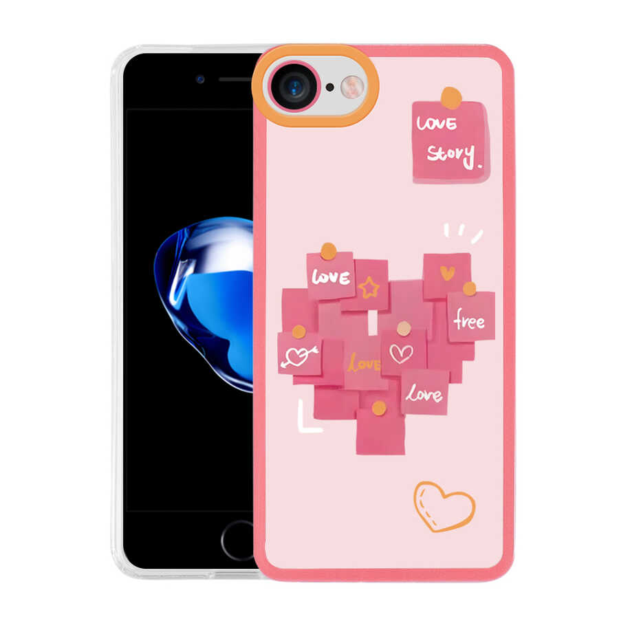 Apple iPhone SE 2022 Kılıf Zore M-Fit Desenli Kapak Love Story No2