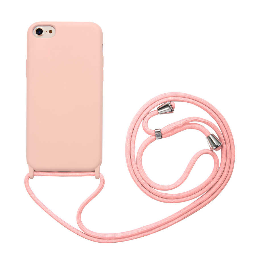 Apple iPhone SE 2022 Kılıf Zore Ropi Kapak Pembe Açık