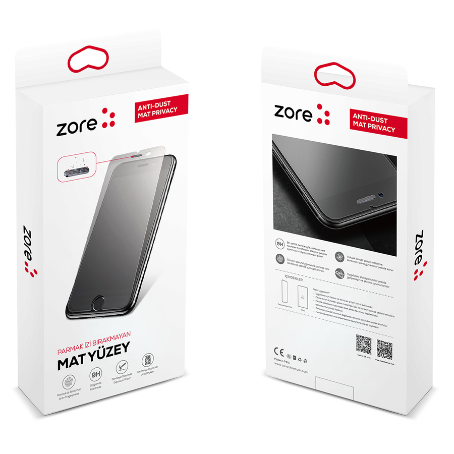 Apple iPhone SE 2022 Zore Anti-Dust Mat Privacy Temperli Ekran Koruyucu Siyah