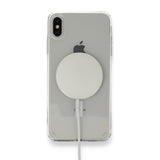 Apple iPhone X Kılıf M-safe Şarj Özellikli Şeffaf Sert PC Zore Embos Kapak Renksiz