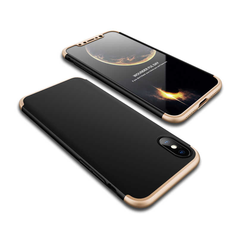 Apple iPhone X Kılıf Zore Ays Kapak Gold