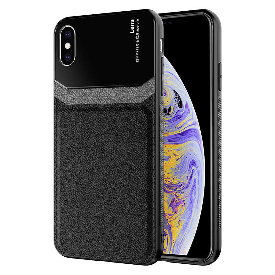 Apple iPhone X Kılıf Zore Emiks Kapak Lacivert