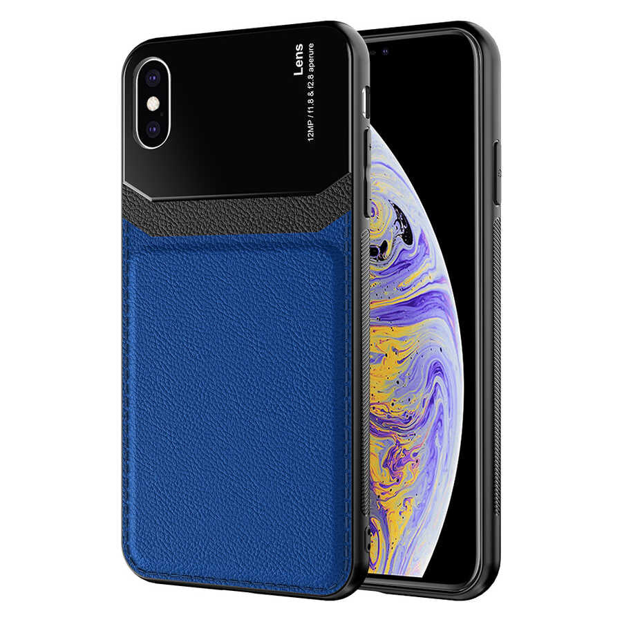Apple iPhone X Kılıf Zore Emiks Kapak Lacivert