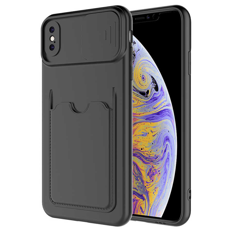 Apple iPhone X Kılıf Zore Kartix Kapak Siyah