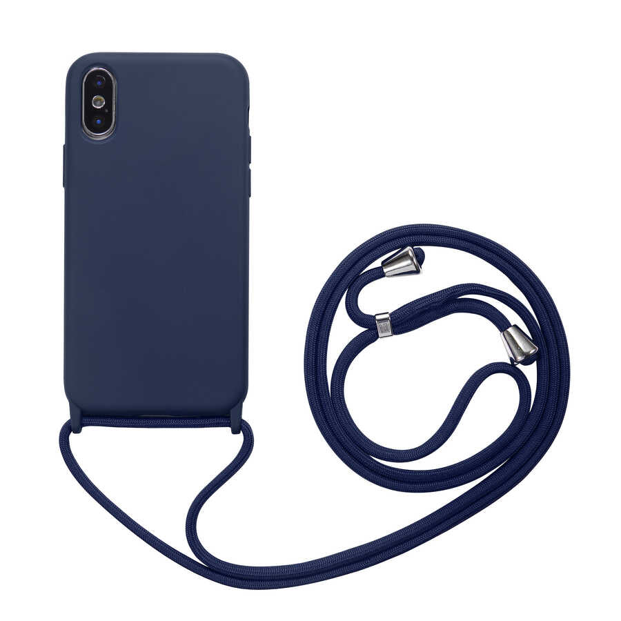 Apple iPhone X Kılıf Zore Ropi Kapak Lacivert