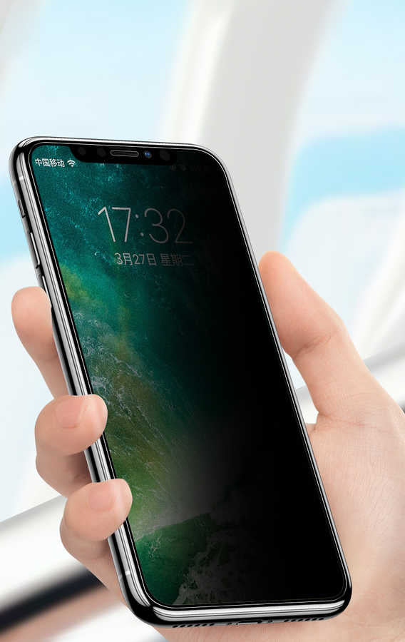 Apple iPhone X Zore Anti-Dust Mat Privacy Temperli Ekran Koruyucu Siyah