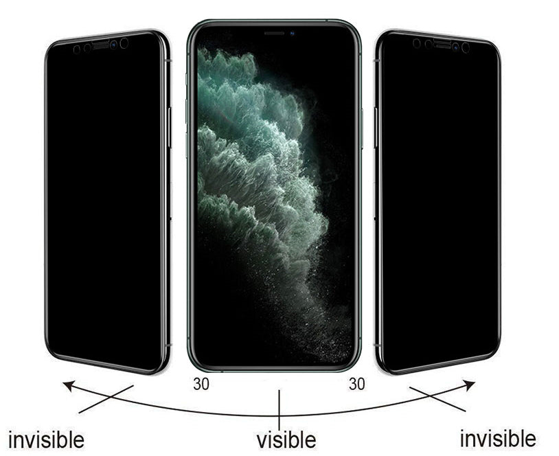 Apple iPhone X Zore Kolay Uygulama Aparatlı 5D Magic Privacy Glass Hayalet Cam Ekran Koruyucu Siyah