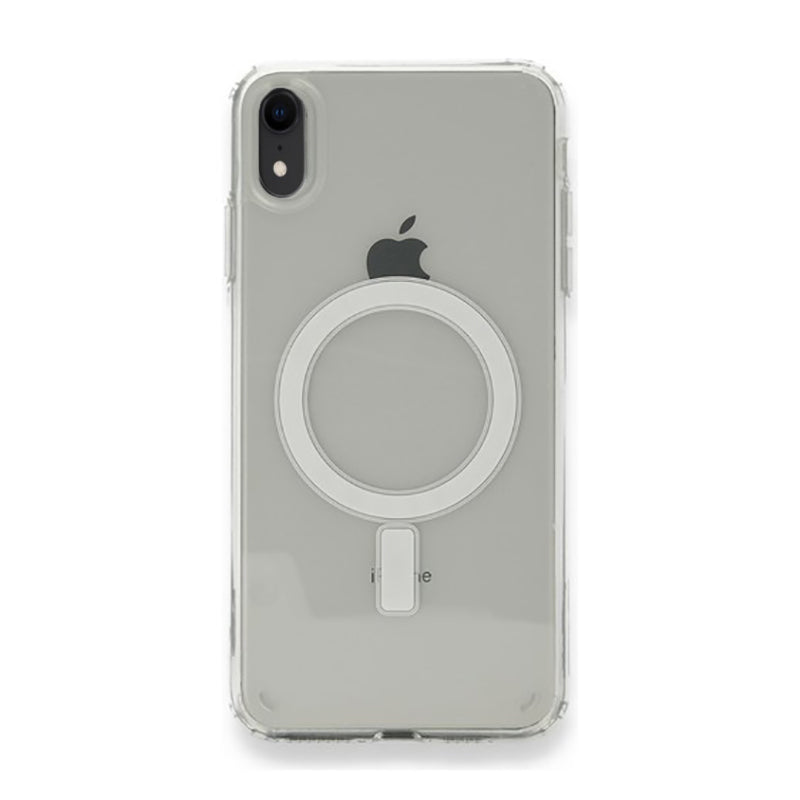 Apple iPhone XR 6.1 Kılıf M-safe Şarj Özellikli Şeffaf Sert PC Zore Embos Kapak Renksiz