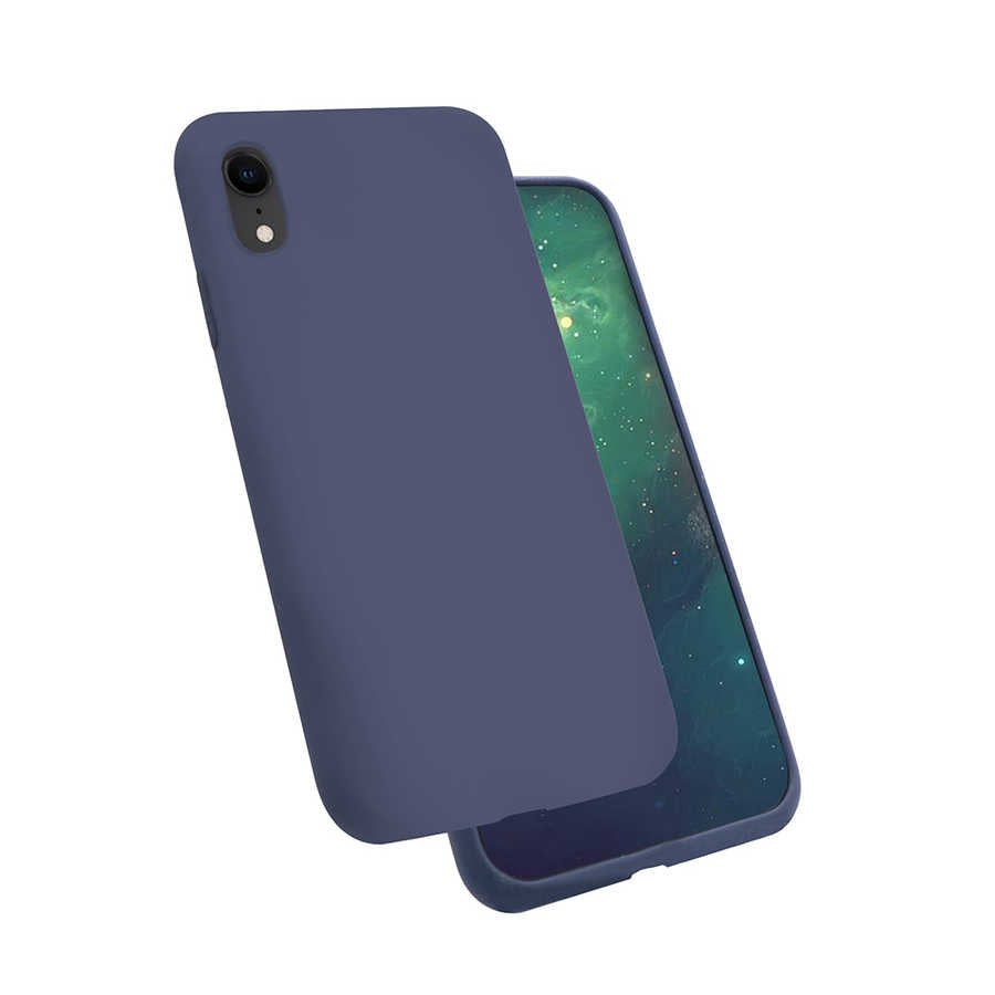 Apple iPhone XR 6.1 Kılıf Zore Silk Silikon Lacivert