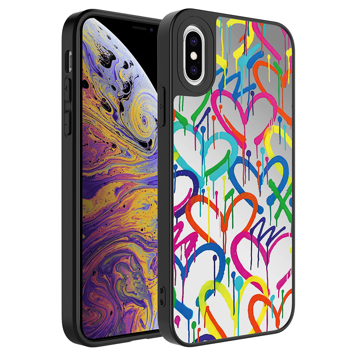 Apple iPhone XS 5.8 Kılıf Aynalı Desenli Kamera Korumalı Parlak Zore Mirror Kapak Yazı