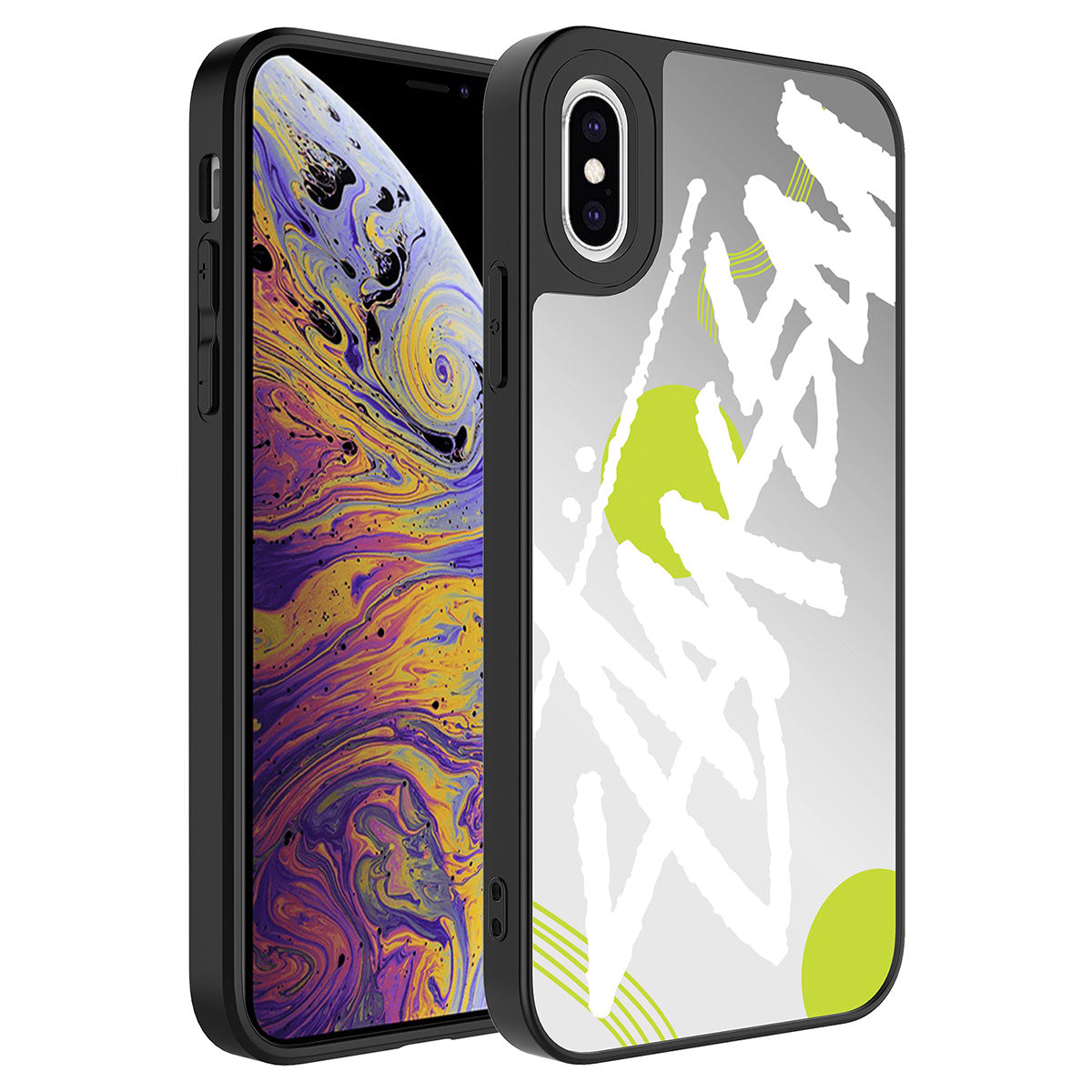 Apple iPhone XS 5.8 Kılıf Aynalı Desenli Kamera Korumalı Parlak Zore Mirror Kapak Yazı