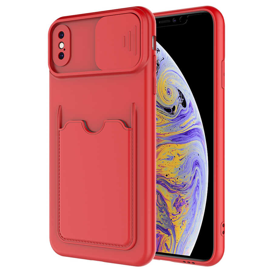 Apple iPhone XS 5.8 Kılıf Zore Kartix Kapak Kırmızı