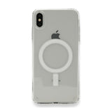 Apple iPhone XS Max 6.5 Kılıf M-safe Şarj Özellikli Şeffaf Sert PC Zore Embos Kapak Renksiz