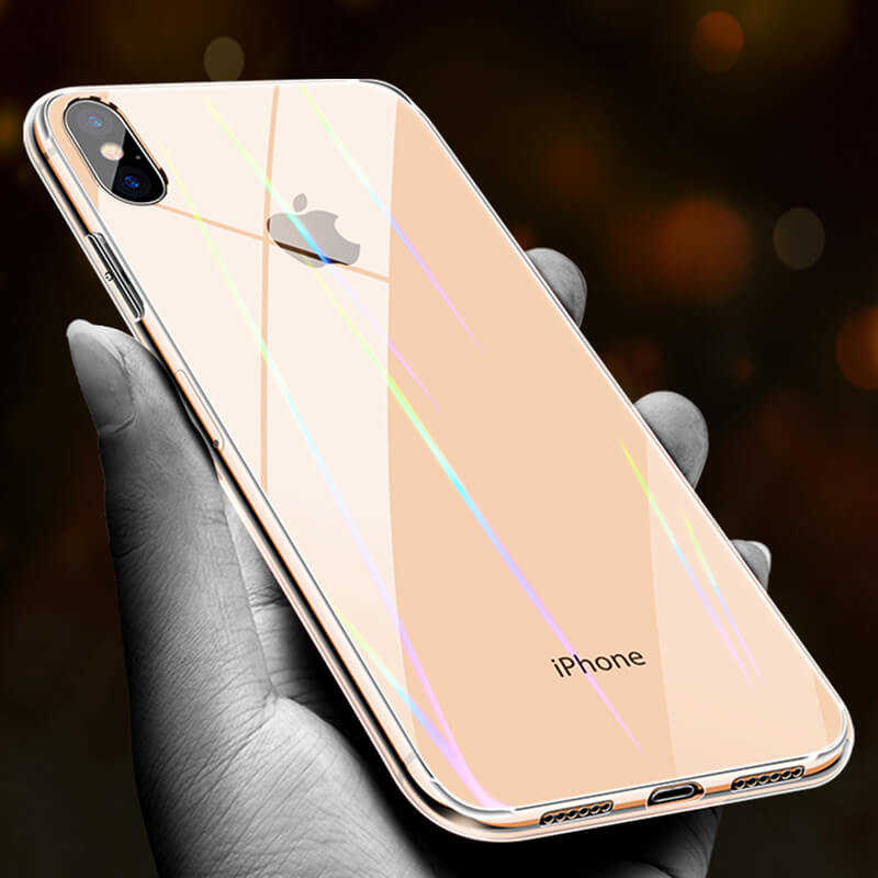 Apple iPhone XS Max 6.5 Kılıf Zore Rainbow Kapak Renksiz