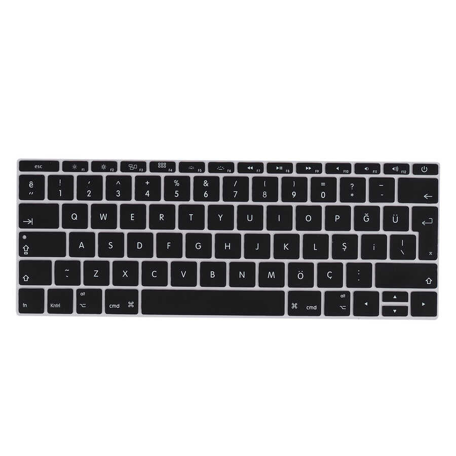 Apple Macbook 13.3' New Pro A1708 Zore Klavye Koruyucu Silikon Ped Siyah