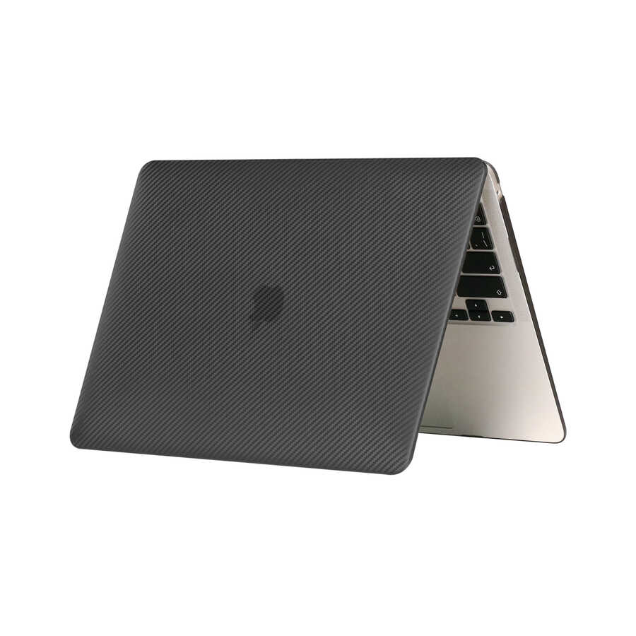 Apple Macbook 13.3' Pro 2020 A2338 Zore MSoft Carbon Fiber Tasarımlı Kapak Siyah