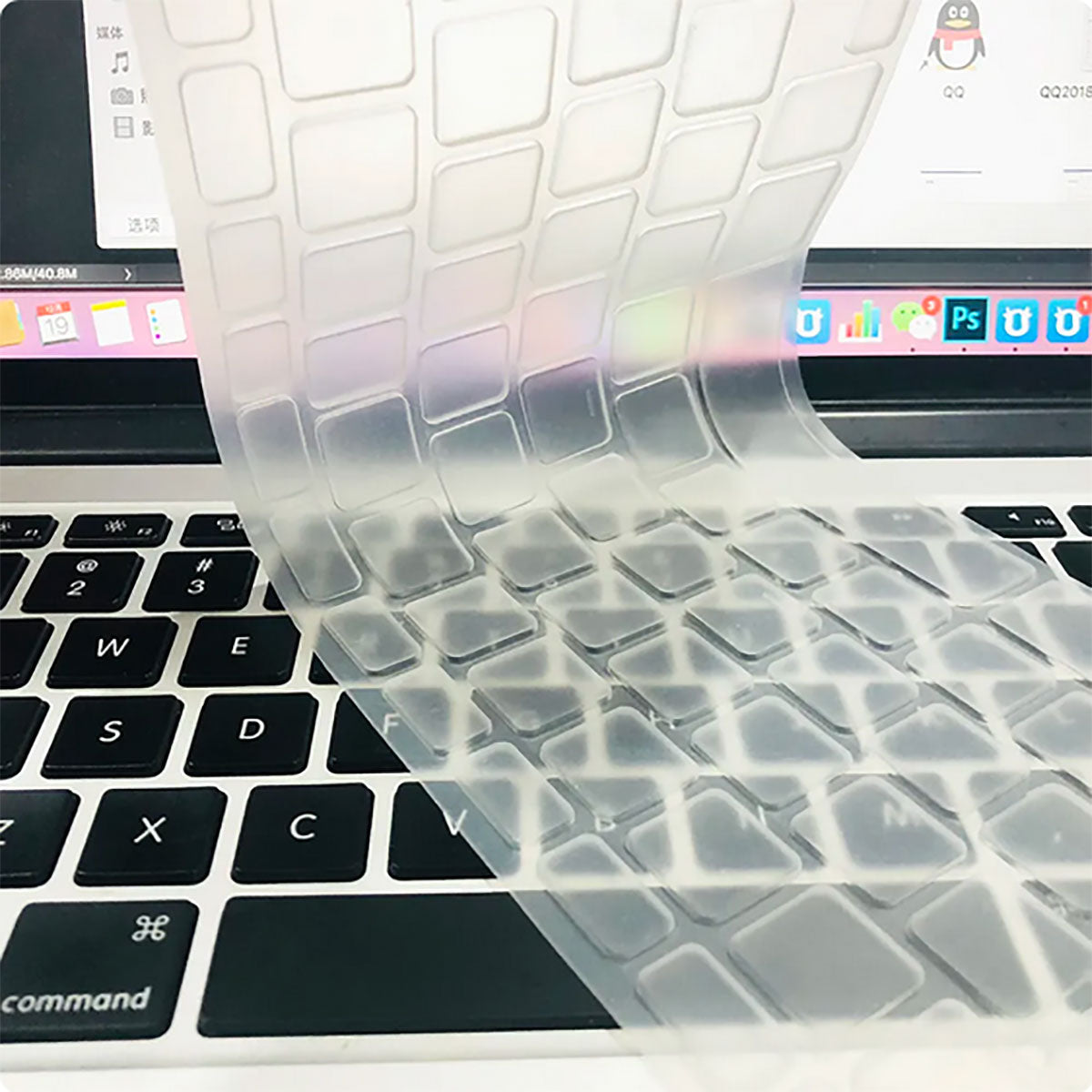 Apple Macbook 13.6&prime; Air M3 A3113 Zore Klavye Koruyucu Transparan Buzlu Silikon Ped Renksiz