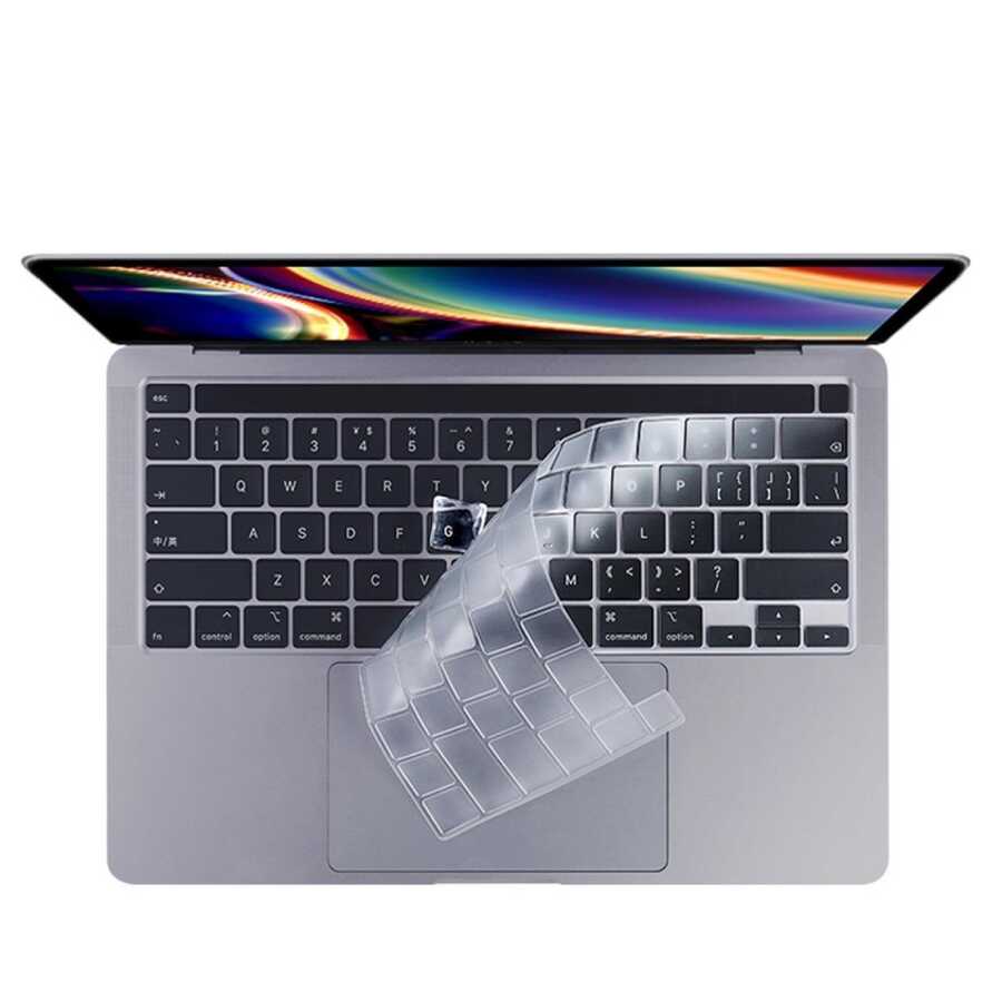 Apple Macbook 15' Pro 2017 A1707 Zore Klavye Koruyucu Şeffaf Silikon Ped Renksiz