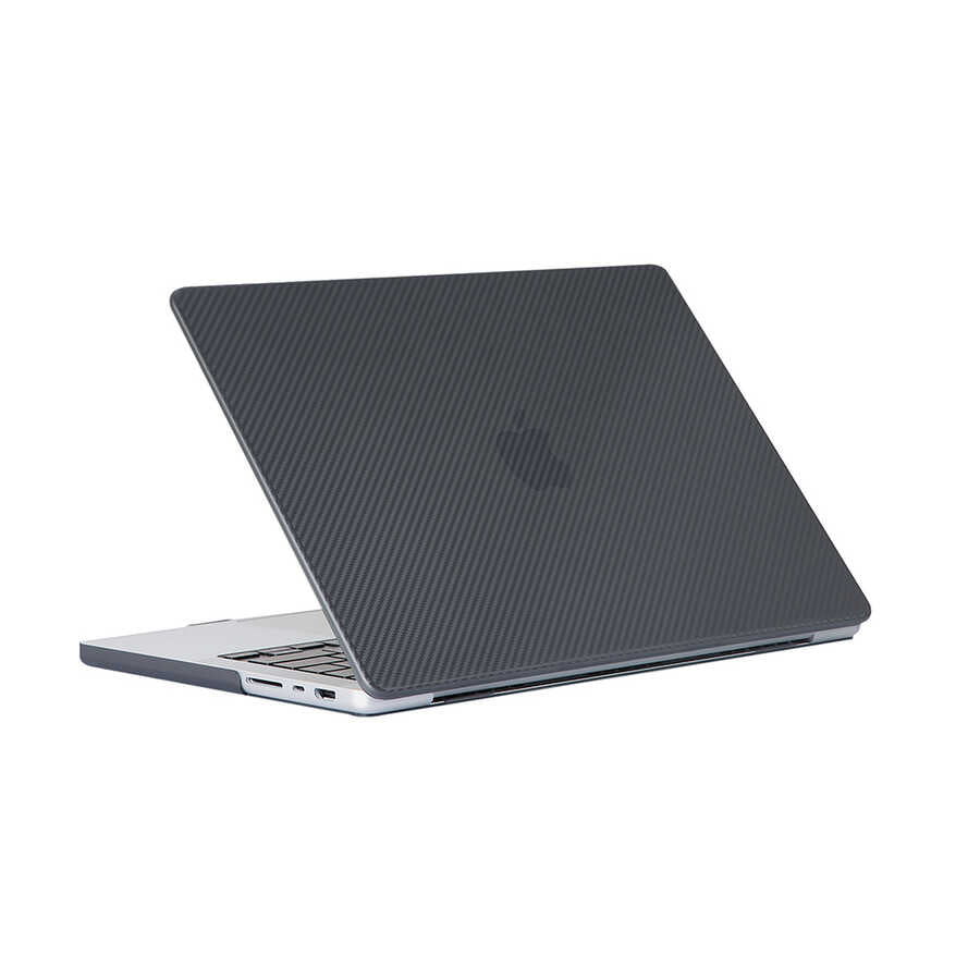 Apple Macbook Pro 14.2 2023 A2779 Zore MSoft Carbon Fiber Tasarımlı Kapak Siyah