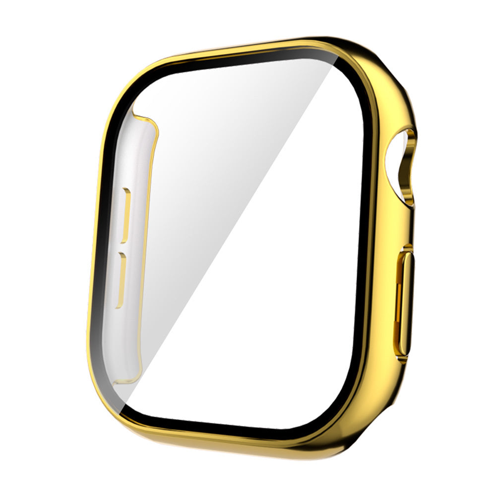 Apple Watch 10 42mm Sert PC Kasa Electroplatink Çerçeveli Ekran Koruyucu Zore Watch Gard 36 Gold