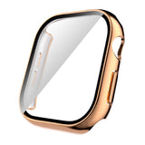 Apple Watch 10 42mm Sert PC Kasa Electroplatink Çerçeveli Ekran Koruyucu Zore Watch Gard 36 Gold