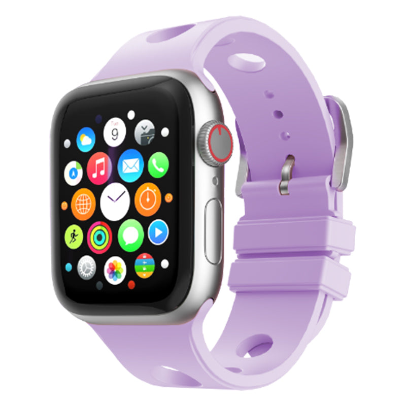 Apple Watch 10 46mm Delikli Tasarım Zore KRD-147 Silikon Kordon Pembe