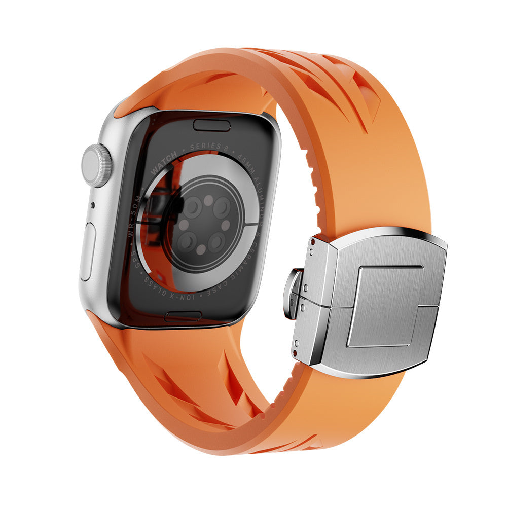 Apple Watch 10 46mm KRD-127 Metal Tokalı Silikon Kordon Beyaz