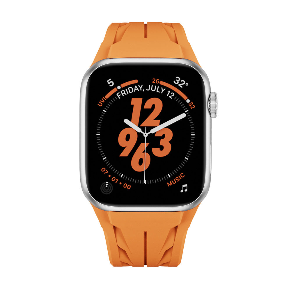 Apple Watch 10 46mm KRD-127 Metal Tokalı Silikon Kordon Beyaz