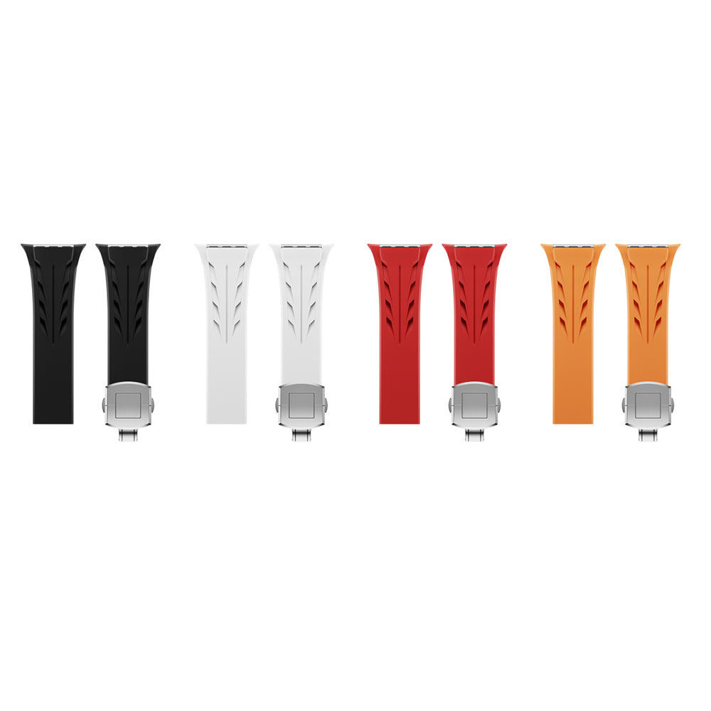 Apple Watch 10 46mm KRD-127 Metal Tokalı Silikon Kordon Beyaz
