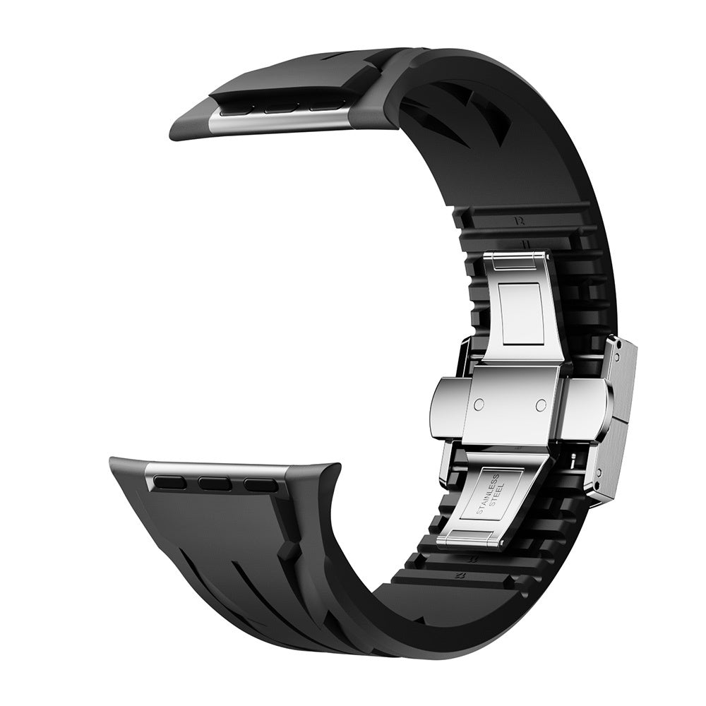 Apple Watch 10 46mm KRD-127 Metal Tokalı Silikon Kordon Kırmızı