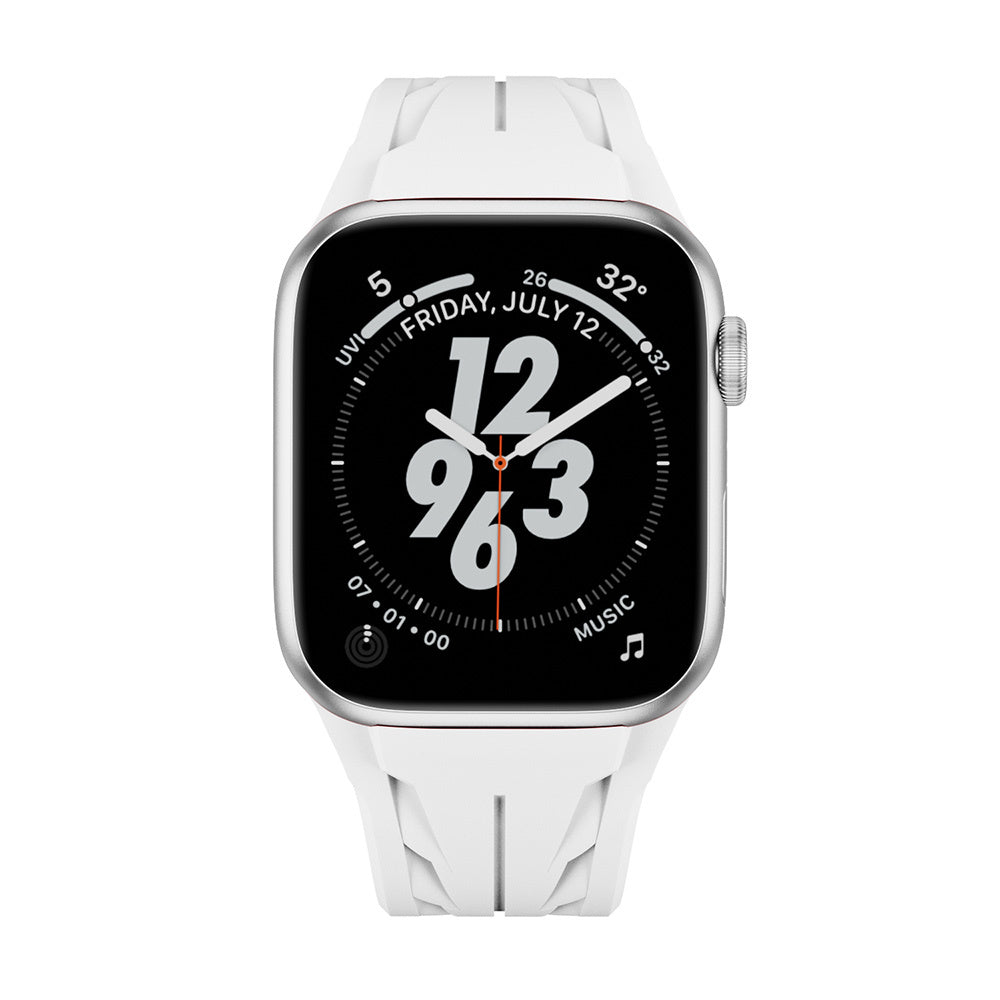 Apple Watch 10 46mm KRD-127 Metal Tokalı Silikon Kordon Beyaz