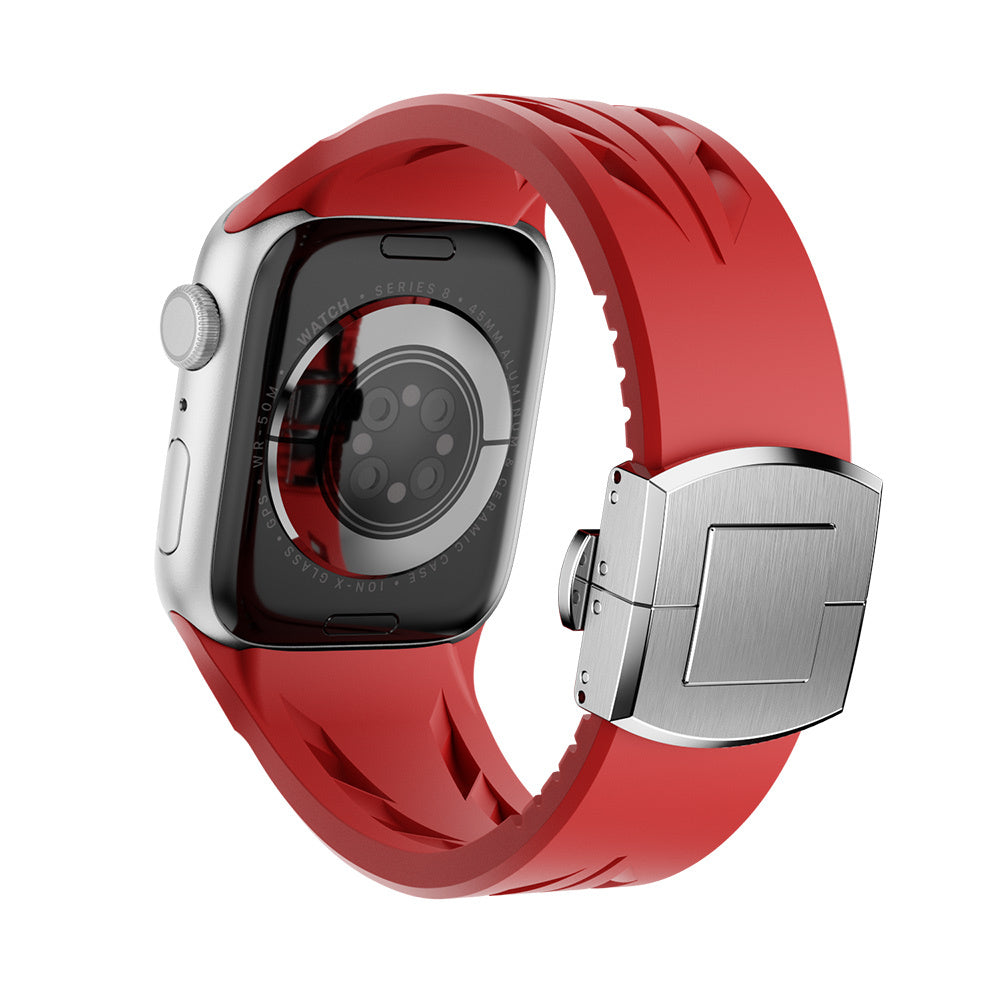 Apple Watch 10 46mm KRD-127 Metal Tokalı Silikon Kordon Beyaz