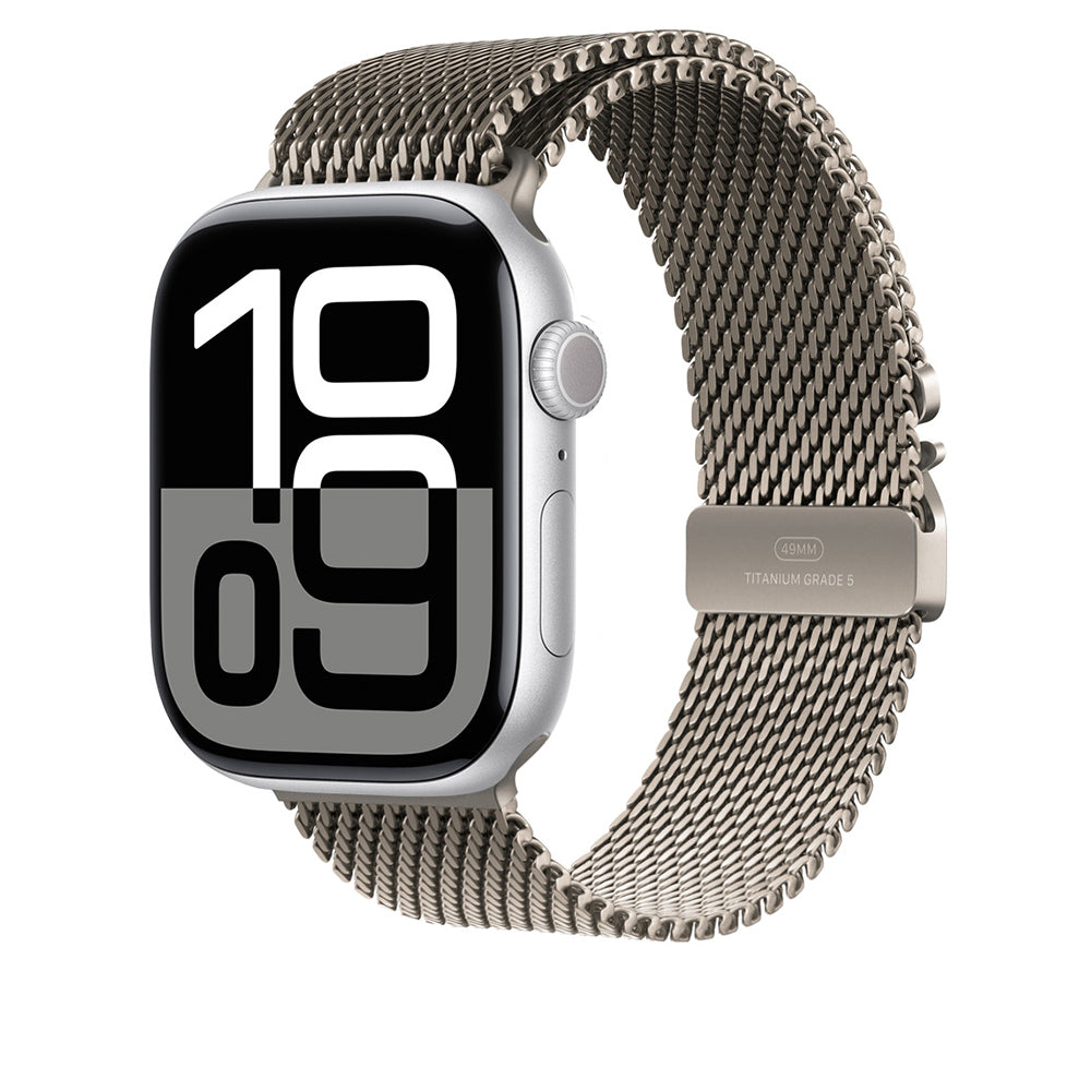 Apple Watch 10 46mm Zore KRD-100 Titanyum Hasır Kordon Titanyum-Gümüş