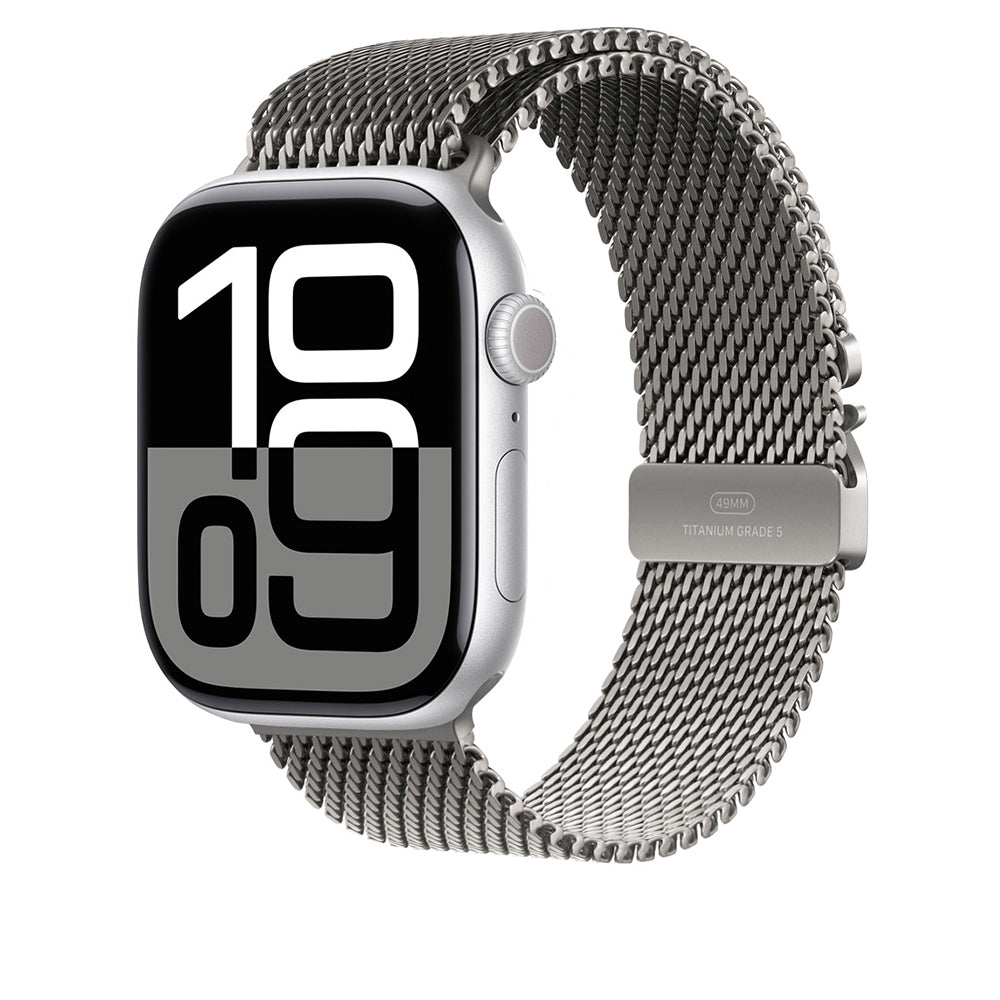 Apple Watch 10 46mm Zore KRD-100 Titanyum Hasır Kordon Titanyum-Gümüş