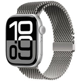 Apple Watch 10 46mm Zore KRD-121 Metal Hasır Kordon Gümüş