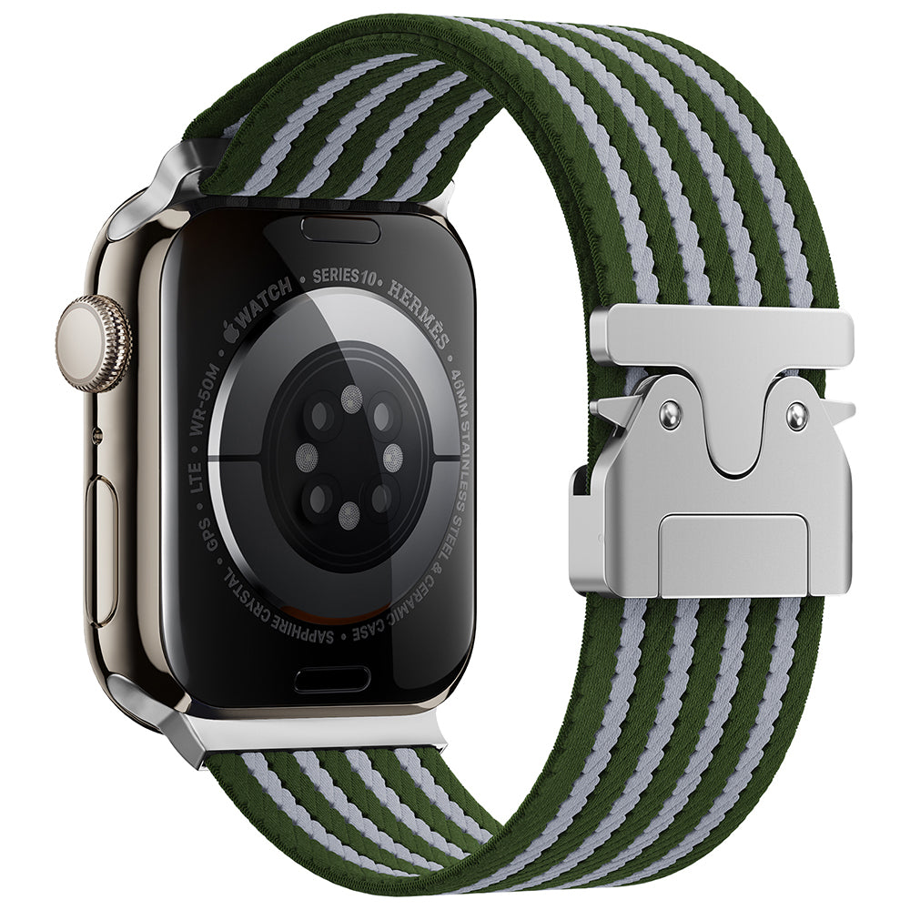 Apple Watch 10 46mm Zore KRD-133 Naylon Kumaş Hasır Örgülü Kordon Kahverengi