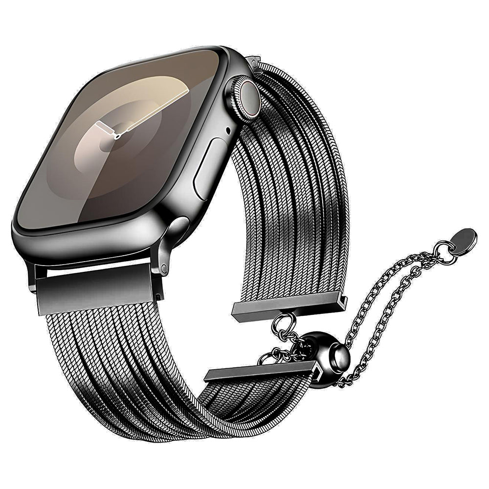 Apple Watch 10 46mm Zore KRD-137 Metal Hasır Kordon Gümüş