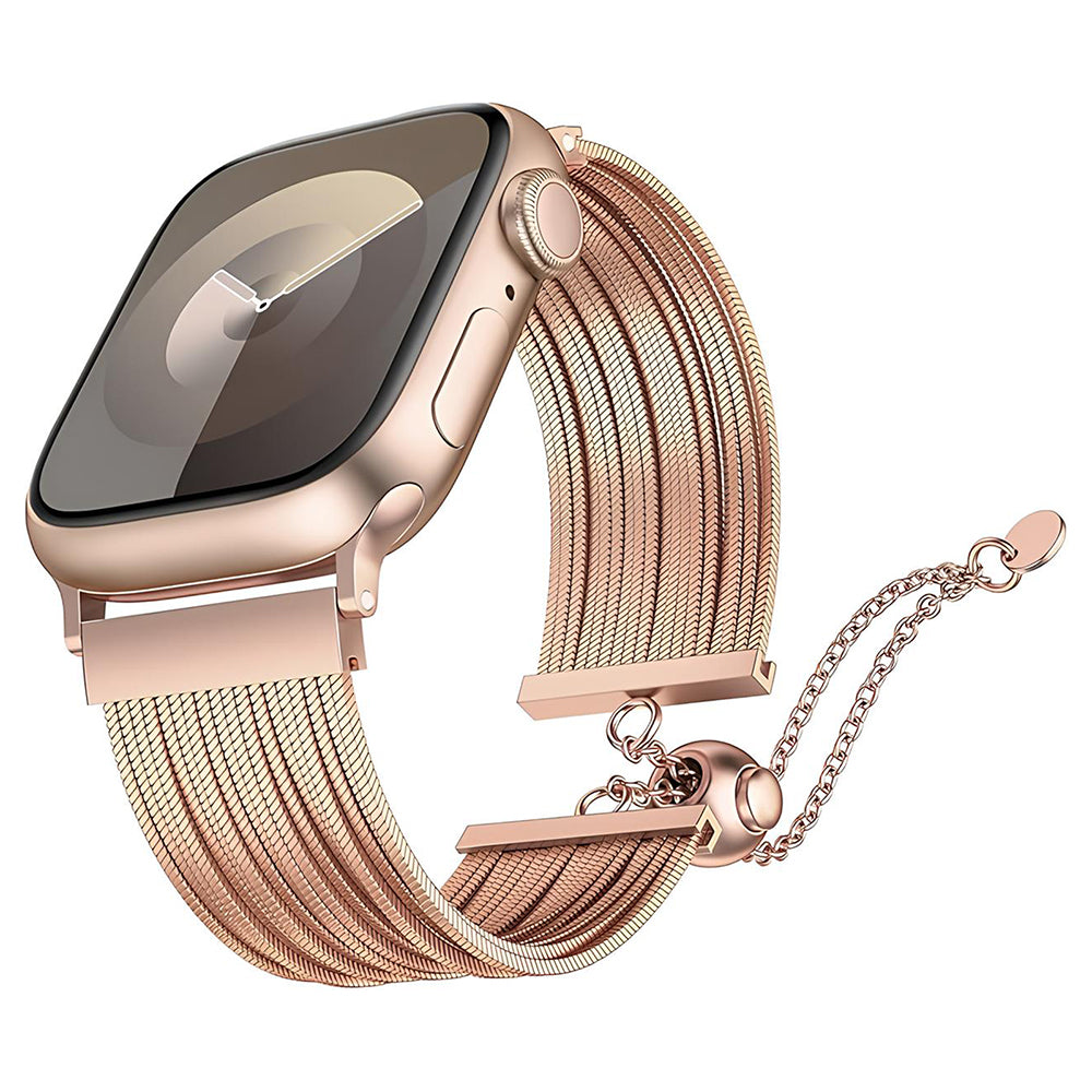 Apple Watch 10 46mm Zore KRD-137 Metal Hasır Kordon Rose Gold