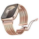 Apple Watch 10 46mm Zore KRD-137 Metal Hasır Kordon Rose Gold